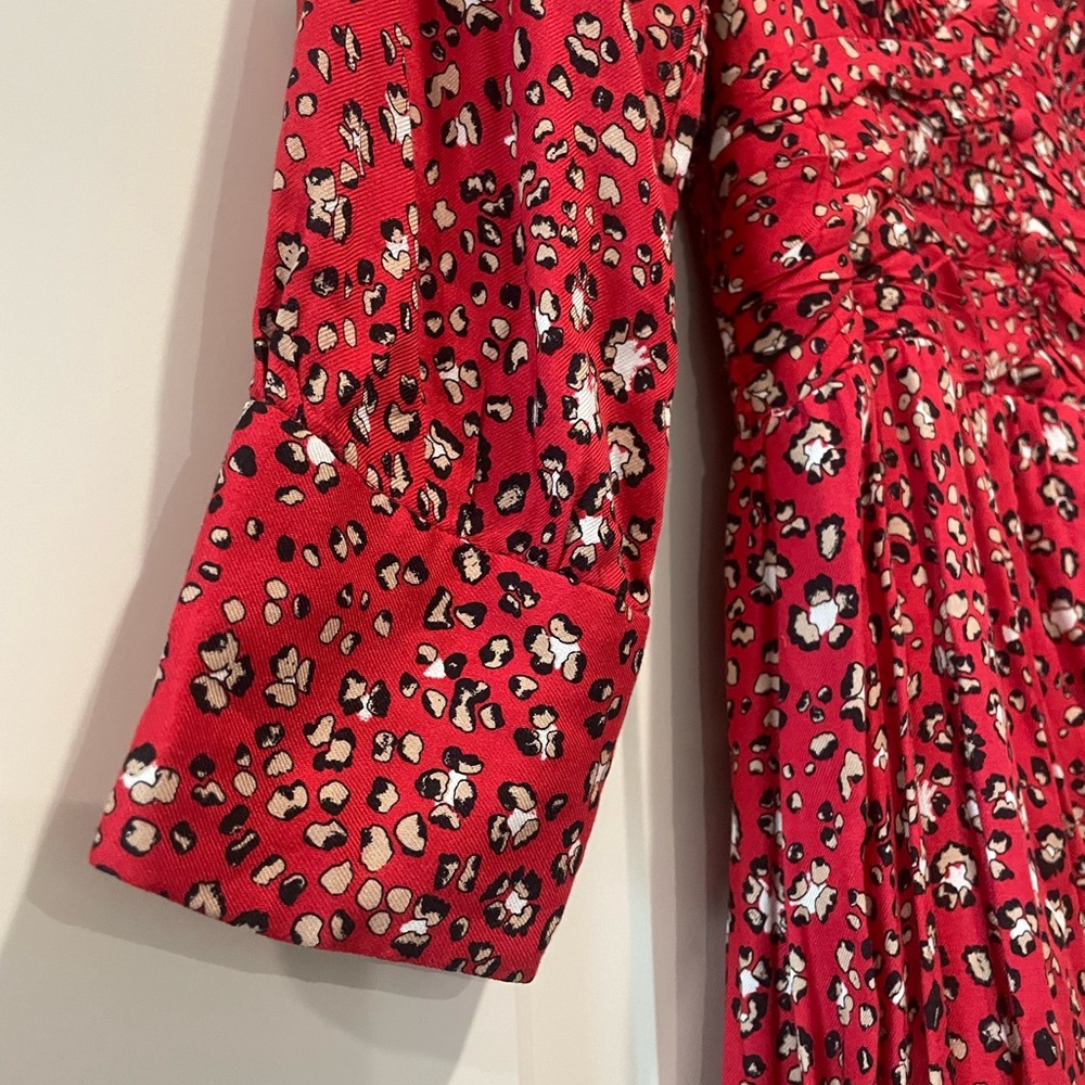 Zara Red Midi Dress With Side Slit - Picture 6 of 6